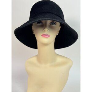 Helen Kaminski Black Wool Felt Wide Brim Hat Made In Australia